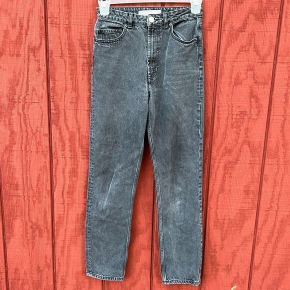 ASOS Women's High Waisted Slim Mom Jeans‎ Five Pocket Grayish Black Size 26 - Picture 1 of 7